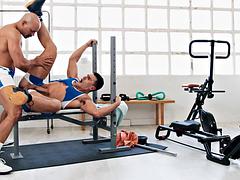 Bald Guy Working Out And Fucking With An Athletic Freak