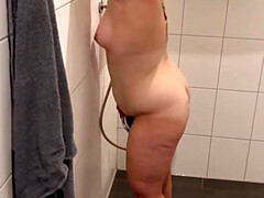 Leie, Blondine, Besamung, Riesig, Masturbation, Milf, Dusche, Solo