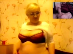 ぽっちゃり, デブ, お婆さん, ロシア人, 一人, ウェブカメラ