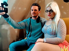 ぽっちゃり, デカチン, デカパイ, ブロンド, フェラチオ, バック, 淫乱熟女, ストッキング