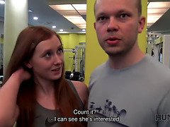 Watch asuddy GF gets her tight pussy sold in the gym by her horny BF