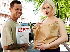 Slutty blonde Eliz Benson gets fucked by her friend in the missionary pose