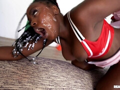 Negro, Ébano, Corridas faciales, Gimnasio, Sexo duro, Lamidas, Tetas naturales, Tetas