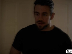 Busty TS Foxxy suck and ride stepsons dick