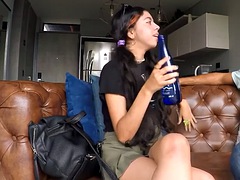 Enthousiasteling, Anaal, Bruinharig, Stel, Sperma shot, Hardcore, Latijnse vrouw, Realiteit