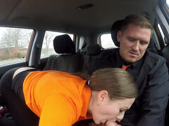 フェラチオ, 車, 中出し, 試験, 天然, アウトドア, オマンコ, コキ