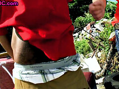 Real amateur black thug gets his asshole banged outdoors