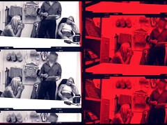 Américain, Sucer une bite, Brunette brune, Cocu, Gorge profonde, En levrette, Se déshabiller, Nénés