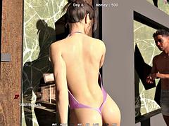 Dreidimensional, Strand, Paar, Besamung, Hardcore