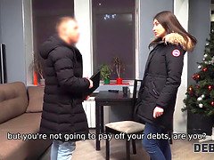 Girl owes money and she is fucked after the debt collector finds her
