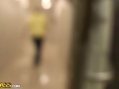 Blondine, Absätze, Geld, Öffentlich, Sich ausziehen, Flotter dreier