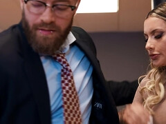 Blonde hottie Kenia Music gets eaten out and fucked in the garage