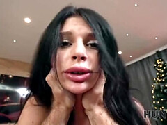 Hot Brunette Fucks Stranger on Christmas Eve - POV Hardcore Sex