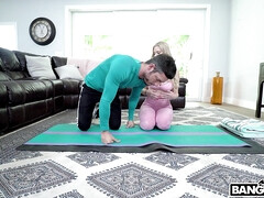 Casca Akashova and Tyler Steel do yoga