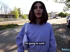 Watch this Italian hottie get pounded hard in public by a hot public agent