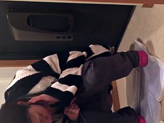 Asian ho pees into cup