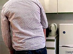 Boss fucks chubby blonde for cash