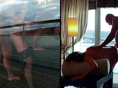 Anal, Cul, Brunette brune, Tir de sperme, En levrette, Bâillonner, Chatte, Nénés