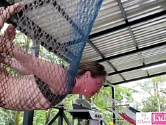 Enthousiasteling, Amerikaans, Stel, Hardcore, Huisgemaakt, Buiten, Gezichtspunt, Openbaar