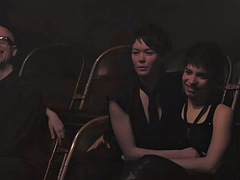 美女, 緊縛, ボンデージ, フェティッシュ, 公共, 三人