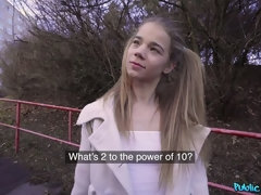 Teen babe gives blowjob in forest