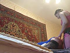 Enthousiasteling, Bondage discipline sadomasochisme, Dominante vrouw, Hd, Russisch, Voorbinddildo