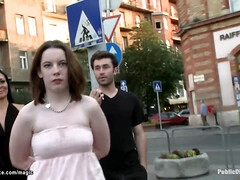Pallid Brit sub public abased (Sandra Romain, James Deen, Crystal Sparx, Tormentor James)