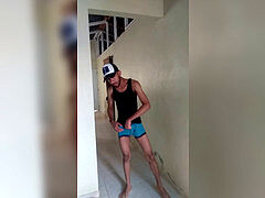 デカチン, イく瞬間, キッチン, オナニー