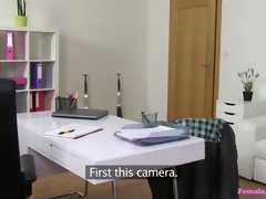 Horny blonde MILF finishes casting with a mouthful of cum