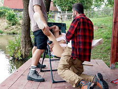 Brunette Kubera Fortuna gets kink with two hard penises