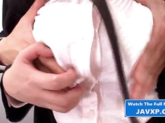 アジア人, デカパイ, フェラチオ, 巨乳な, 淫乱熟女, 自然山雀, オフィス, オッパイの
