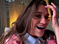 21 year old amateur whore gives blowjob and sucks cock in pov while talking dirty