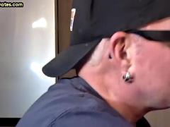 Vintage jock cocksucking in gloryhole
