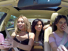 Amerikanisch, Blasen, Braunhaarige, Flotter dreier