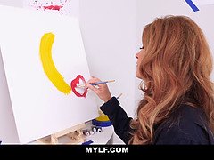 Braunhaarige, Spermaladung, Kehlenfick, Lecken, Milf, Mutti, Natürlichen titten, Titten