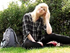 Amateur, Blonde, Hd, Masturbation, De plein air, Public, Solo, Nénés