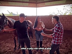 Leie, Blasen, Paar, Hundestellung, Hd, Latina, Reiten, Flotter dreier