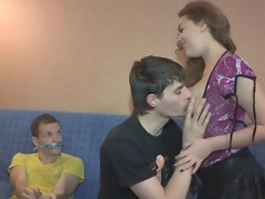 Mamada, Europeo, Novia, Orgasmo, Bragas, Coño, Montar, Ruso