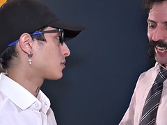 アナル, 舐める尻, フェラチオ, ゲイ, 手コキする, ガリガリ, タトゥー