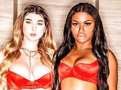 デカパイ, 黒人, ブロンド, フェラチオ, 女 人男 人, 手コキする, 淫乱熟女, 三人