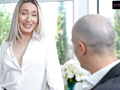 Blondine, Blasen, Hundestellung, Aufs gesicht abspritzen, Muschi, Eng, Titten, Nass