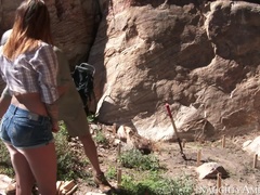 アメリカ人, デカパイ, 茶髪の, チン, アウトドア, 剃毛, 生徒, 教師