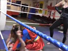 Heroine costume wrestling: Babe, Lesbian  Gay Porn