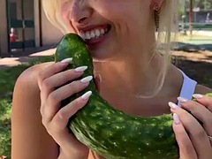 Nana, Gros seins, Blonde, Sucer une bite, Fétiche, Lingerie, Pov, Nénés