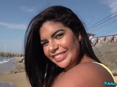 Playa, Tetas grandes, Negro, Enorme, Piscina, Coño, Cabello corto, Tetas