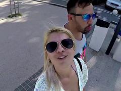 デカチン, デカパイ, ブロンド, イく瞬間, ヨーロピアン, アウトドア, ルーマニア人, 一人