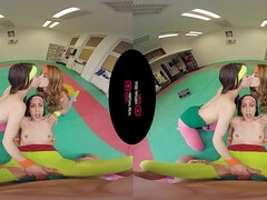 Yoga POV VR foursome porn after workout - naked euro teens
