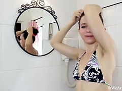 Braunhaarige, Frau, Behaart, Hd, Dusche, Solo, Spielzeuge