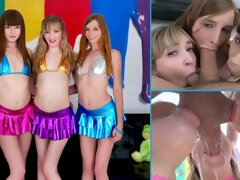 Rubia, Mamada, Semen en la boca, Corridas, Grupo, Peludo, Orgía, Adolescente