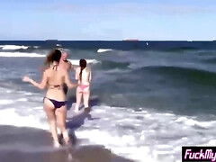 Playa, Verga grande, Garganta profunda, Grupo, Lencería, Natural, Al aire libre, Pov